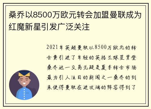 桑乔以8500万欧元转会加盟曼联成为红魔新星引发广泛关注